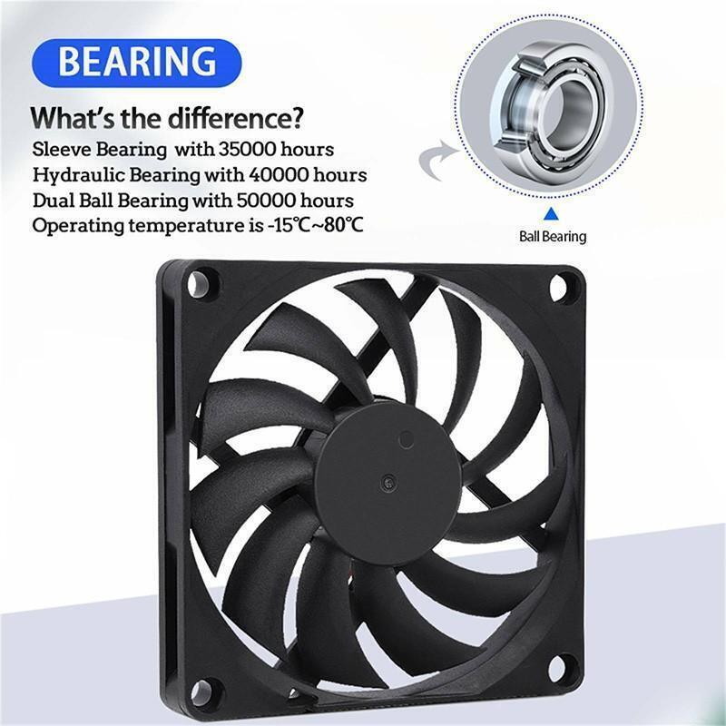 2PC 12V DC 8010 Fan 2 Pin Brushless Cooling for Computer Hydroponics AU Stock