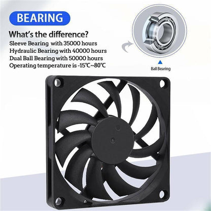 2PC 12V DC 8010 Fan 2 Pin Brushless Cooling for Computer Hydroponics AU Stock