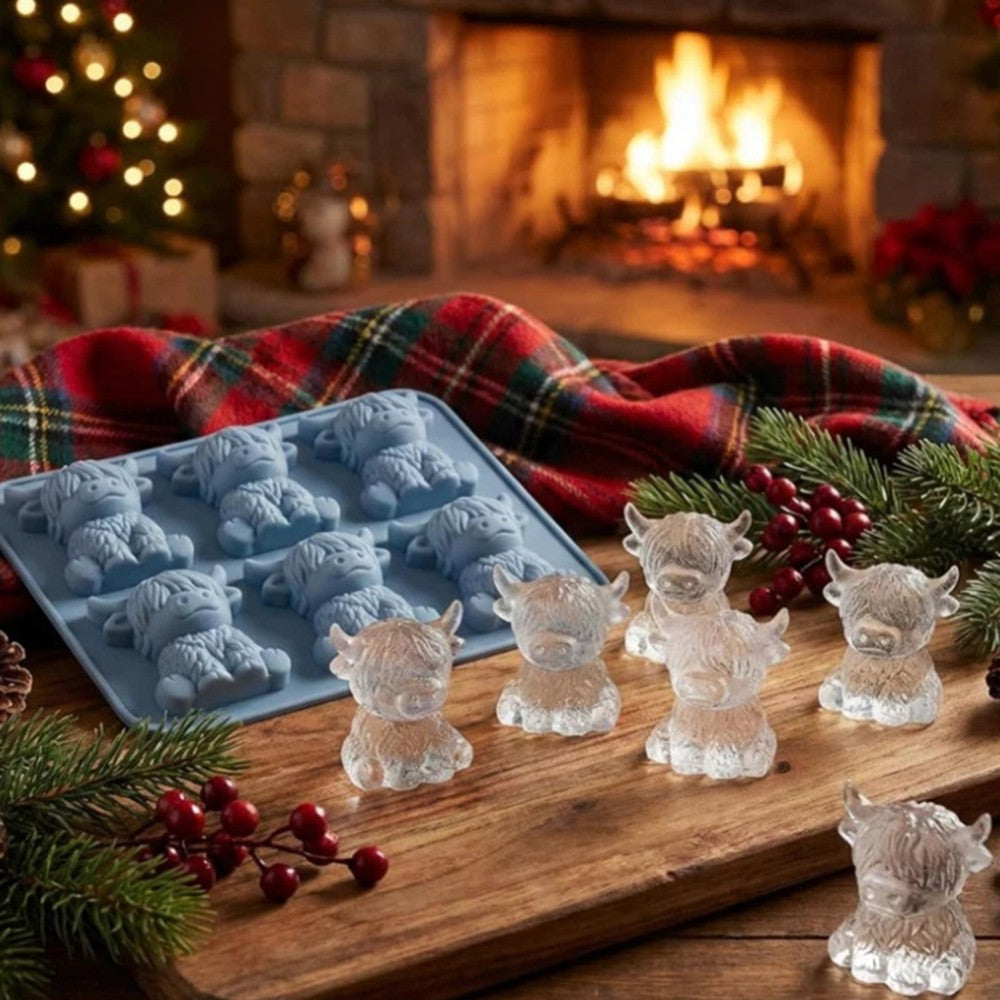 3D Highland Cow Ice Cube Tray Silicone Ice Ball Maker Mold for Whiskey Cocktails