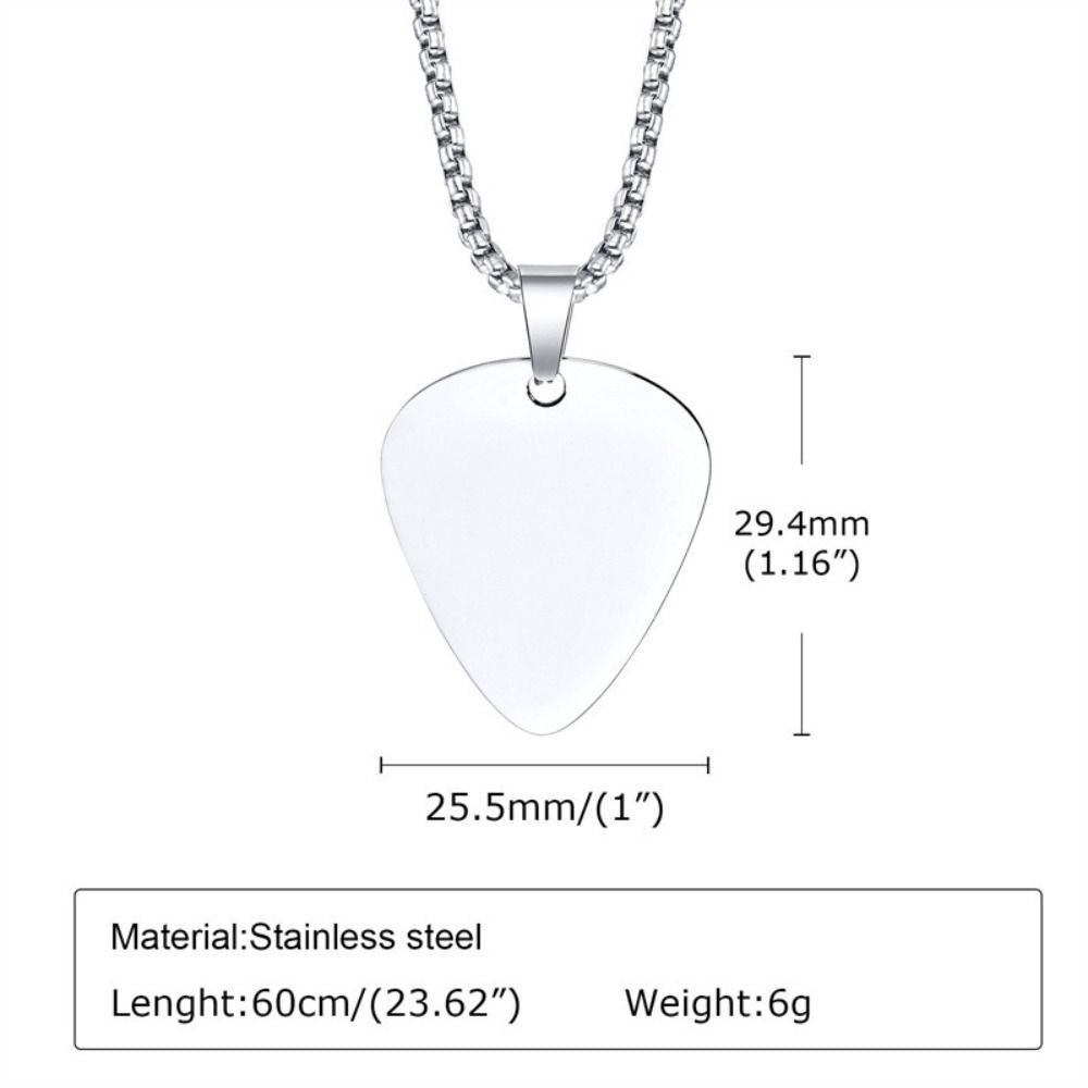 Titanium Steel Guitar Pick Necklace Guitar Pick Music-lovers Jewelry