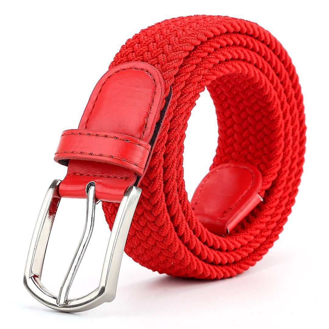 Woman Man Unisex Elastic Fabric Braided Belt Enduring Stretch Woven Belt