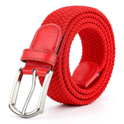 Woman Man Unisex Elastic Fabric Braided Belt Enduring Stretch Woven Belt