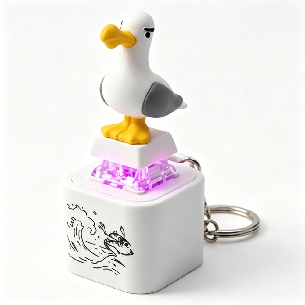 Seagull Mine Keychain,Button with Sound Rechargeable Keyboard Clicker Fidget Toy