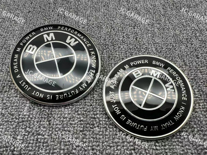 Competition Black w/Grommets BMW Replacement 82mm Front 74mm Rear Emblem Badge