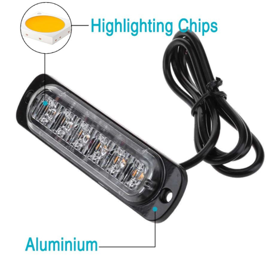 4 x Strobe Warning Light Amber LED Side Flashing Beacon Emergency Hazard (4pcs)
