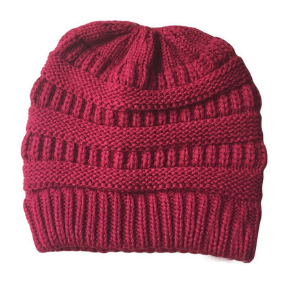 Ponytail Beanie Women's Ribbed Winter Messy Bun Cable Warm Soft Knit Hat Cap