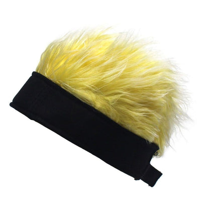 Retro Fake Hair Skullcap Hip Hop Beanie Wig Hat Punk Fun Short Hair Caps Men