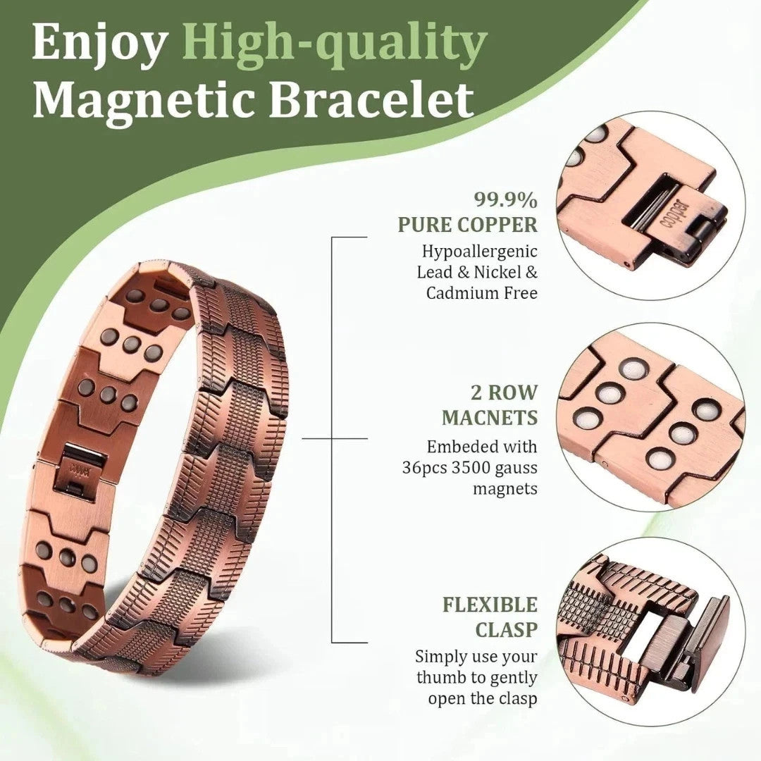 3X Strength Ultra Magnetic Bracelet for Men Pure Copper Bracelet AUS