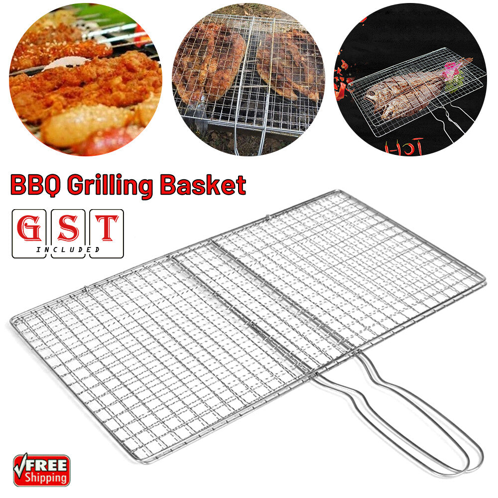 BBQ Fish Grilling Basket Grill Camping Net Meat Vegetable Cooking Kitchen Tool
