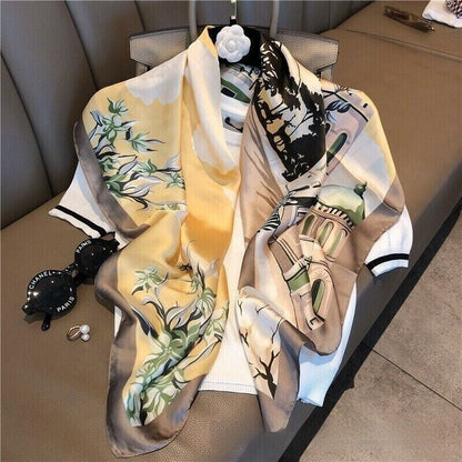 Women Lady Quality Large Classic Elegant Square Silk Scarf Wrap Shawl-90*90cm