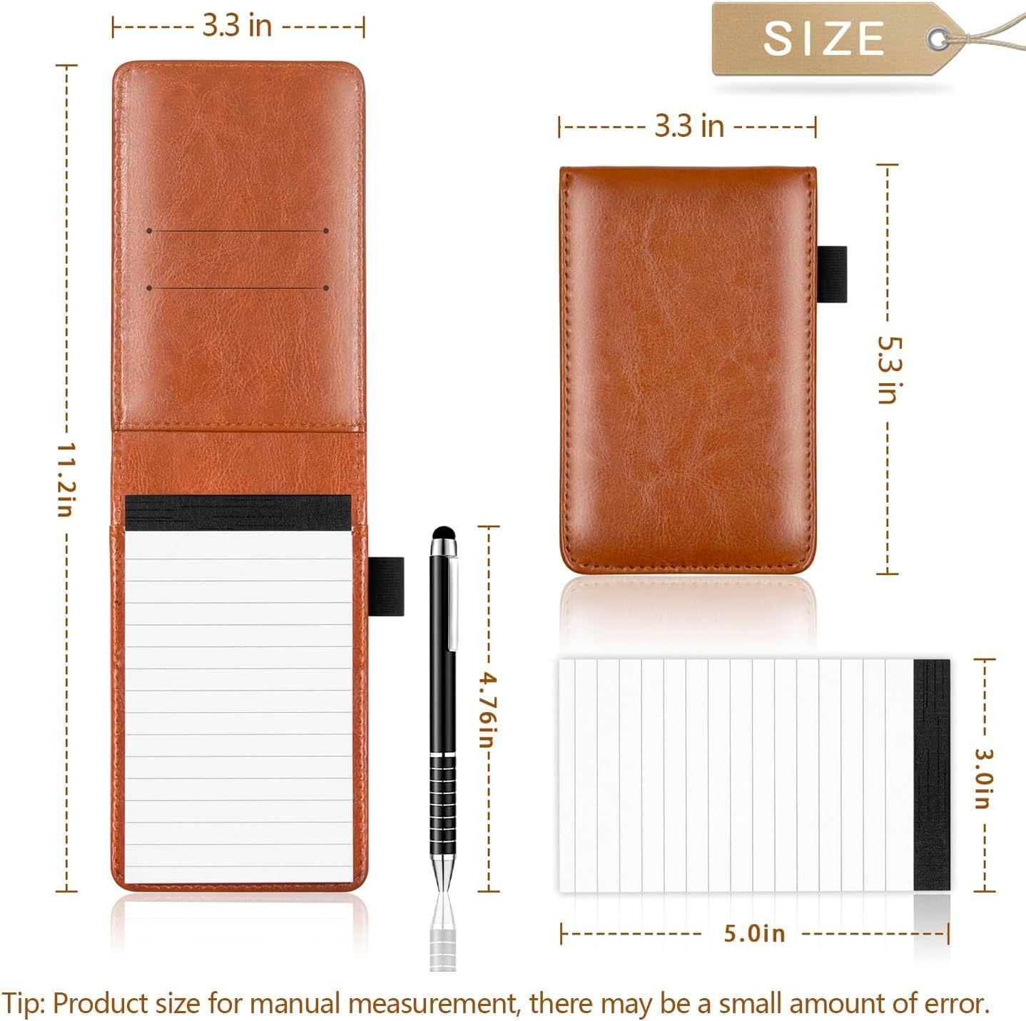 Mini Pocket Notepad Holder Set With Pen Notebook Leather Notebooks Writing Pads