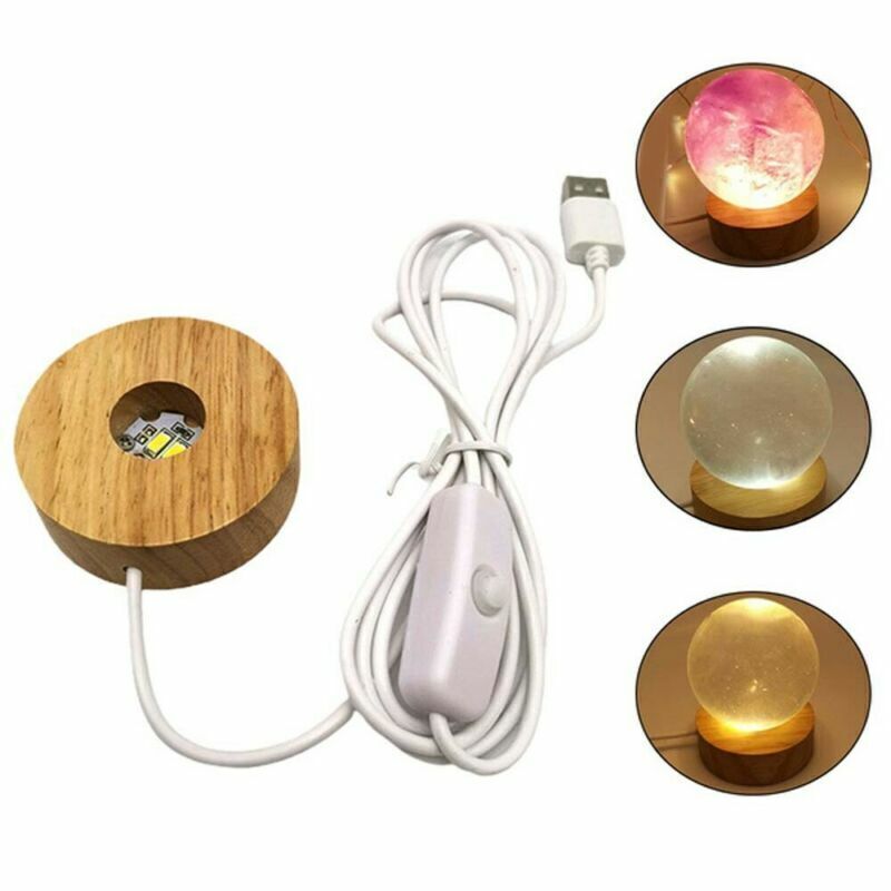 Light Base Rechargeable Wooden LED Light Rotating Display Stand Lamp Holder