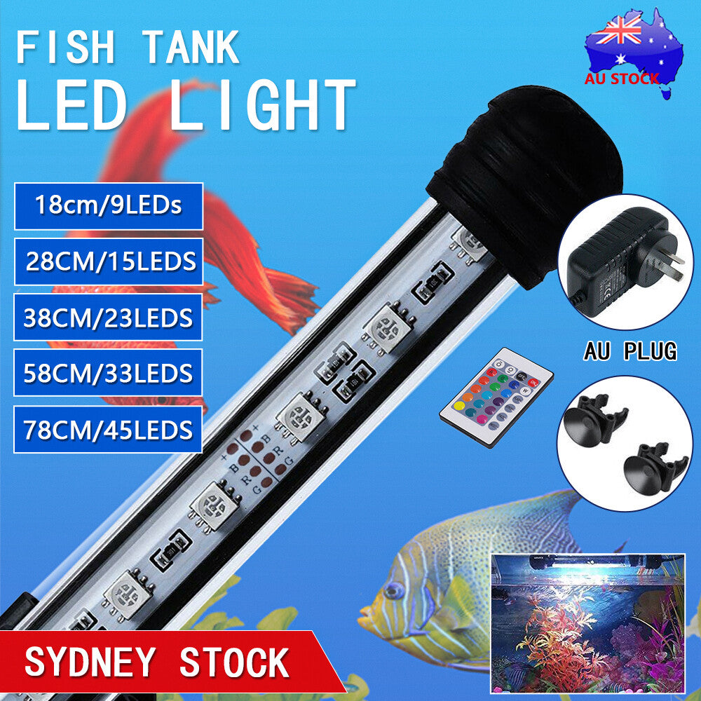Small Fish Tank Aquarium Light LED Waterproof Full Spectrum Aqua Lamp RGB