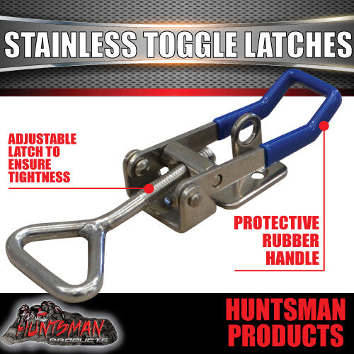 x2 Large Stainless Steel Toggle Over Centre Latch. Tool Box Truck Trailer SS304