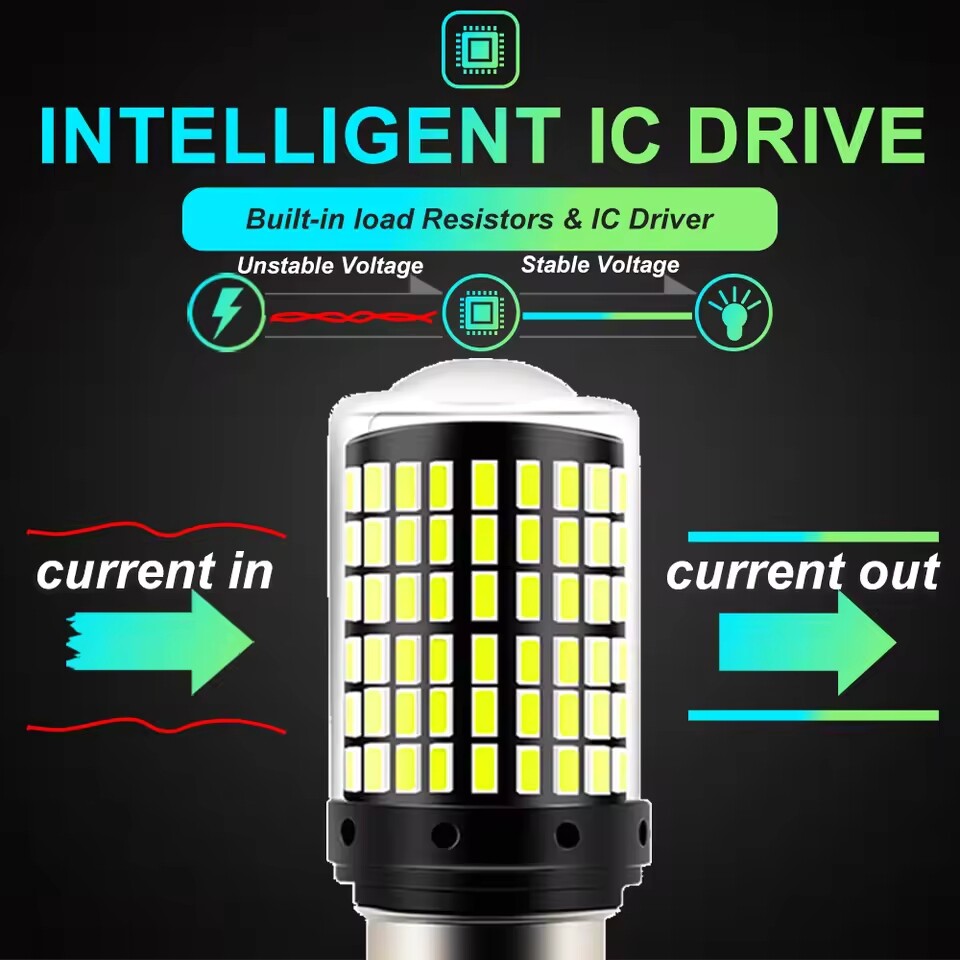 2 x BA15S 1156 12V 2100LM Cool White LED 144SMD 360 degree super Bright (2pcs)