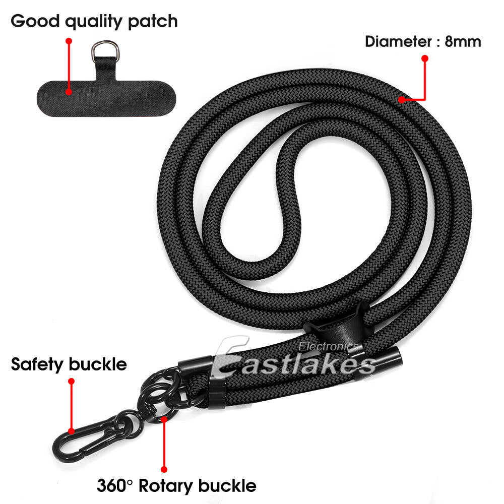 120CM Adjustable Hanging Neck Strap Mobile Phone Lanyard With Free Patch Clip OZ