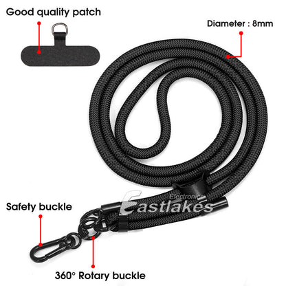 120CM Adjustable Hanging Neck Strap Mobile Phone Lanyard With Free Patch Clip OZ