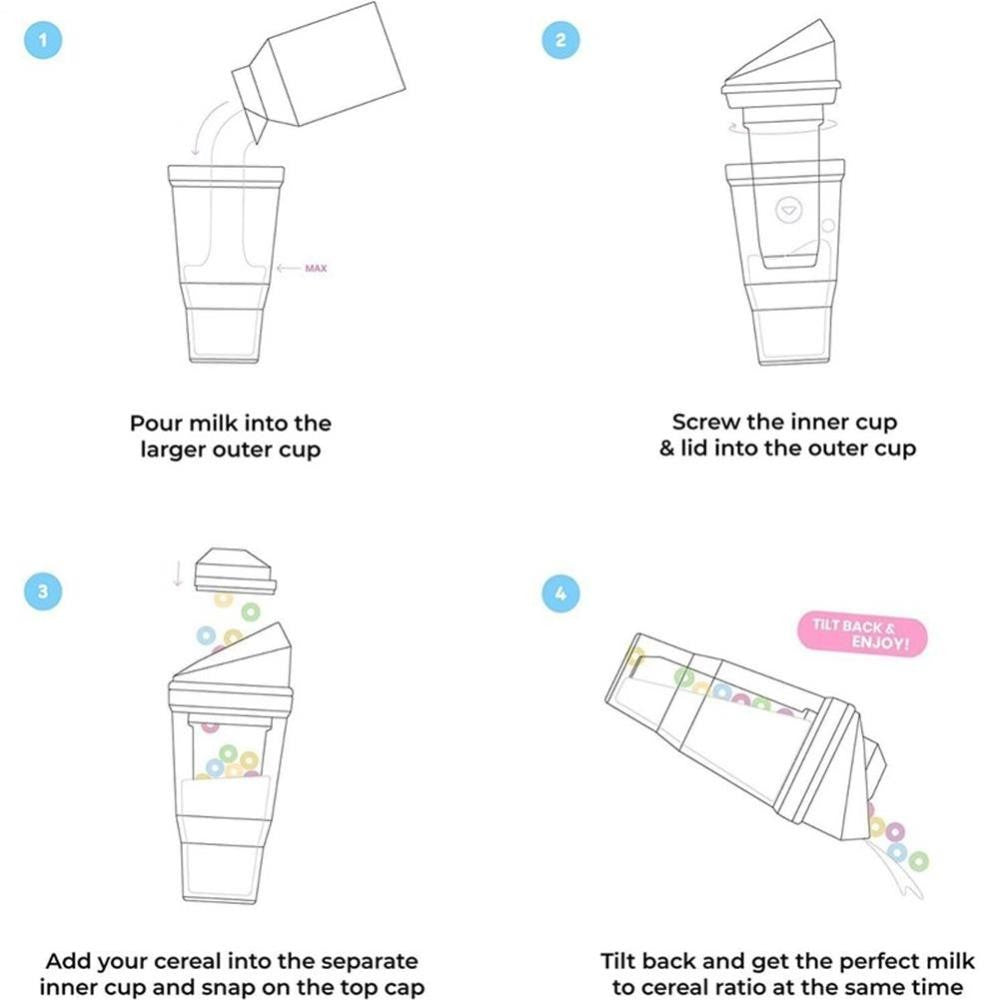 1/2PC Crunch Cup On-the-Go Cereal Tumbler Portable Plastic Cereal Cup Leak-Proof