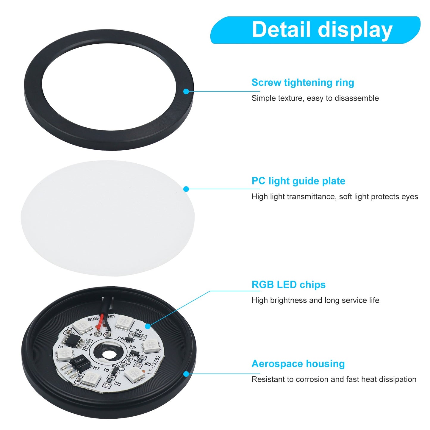 USB LED Under Cabinet Light Kit RGB Puck Lamp Counter Kitchen Display Dimmable