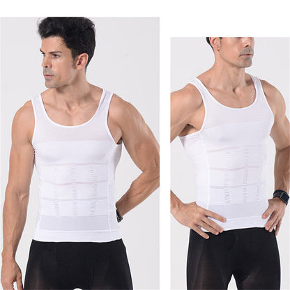 Mens Slimming Body Shaper Underwear Corset Compression Vest Singlet Dad Bod Tops