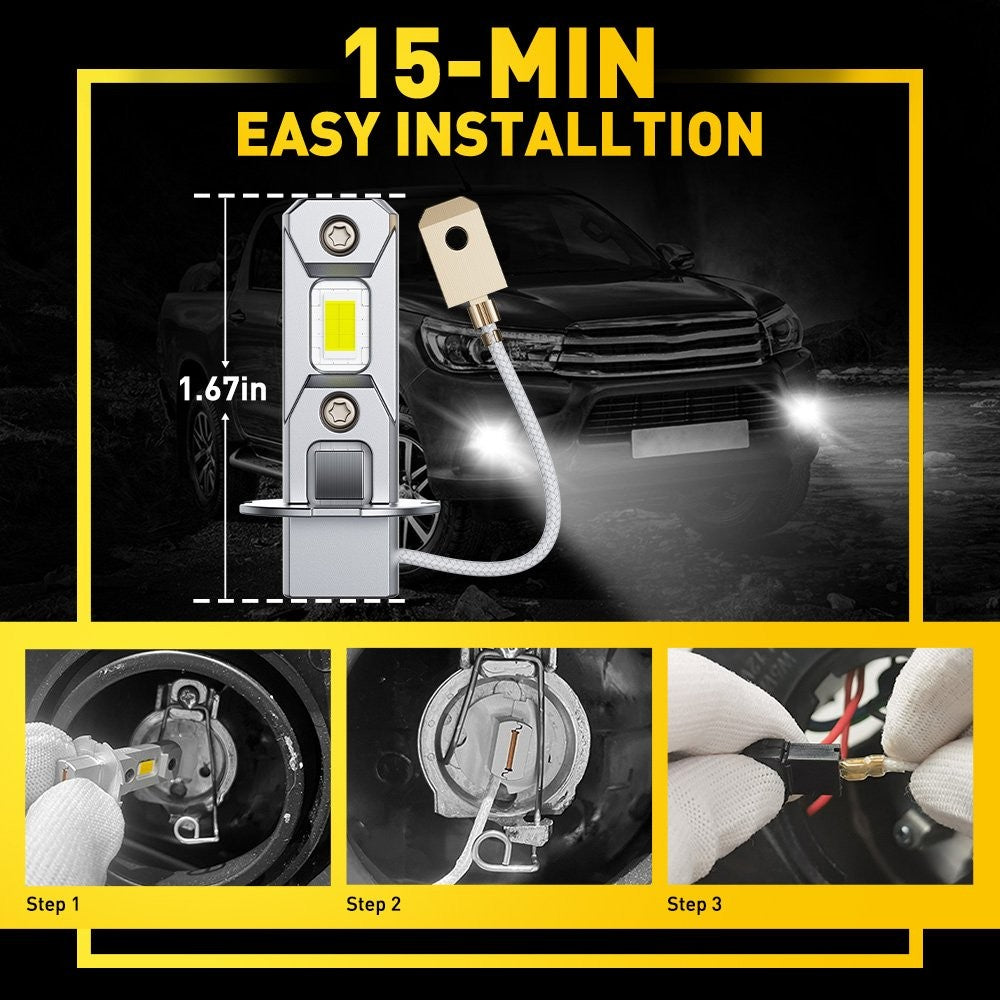 AUXITO H3 LED Headlight Kit 6000K White Fog Light Bulbs Hi/Low Beam 72W 4000LM