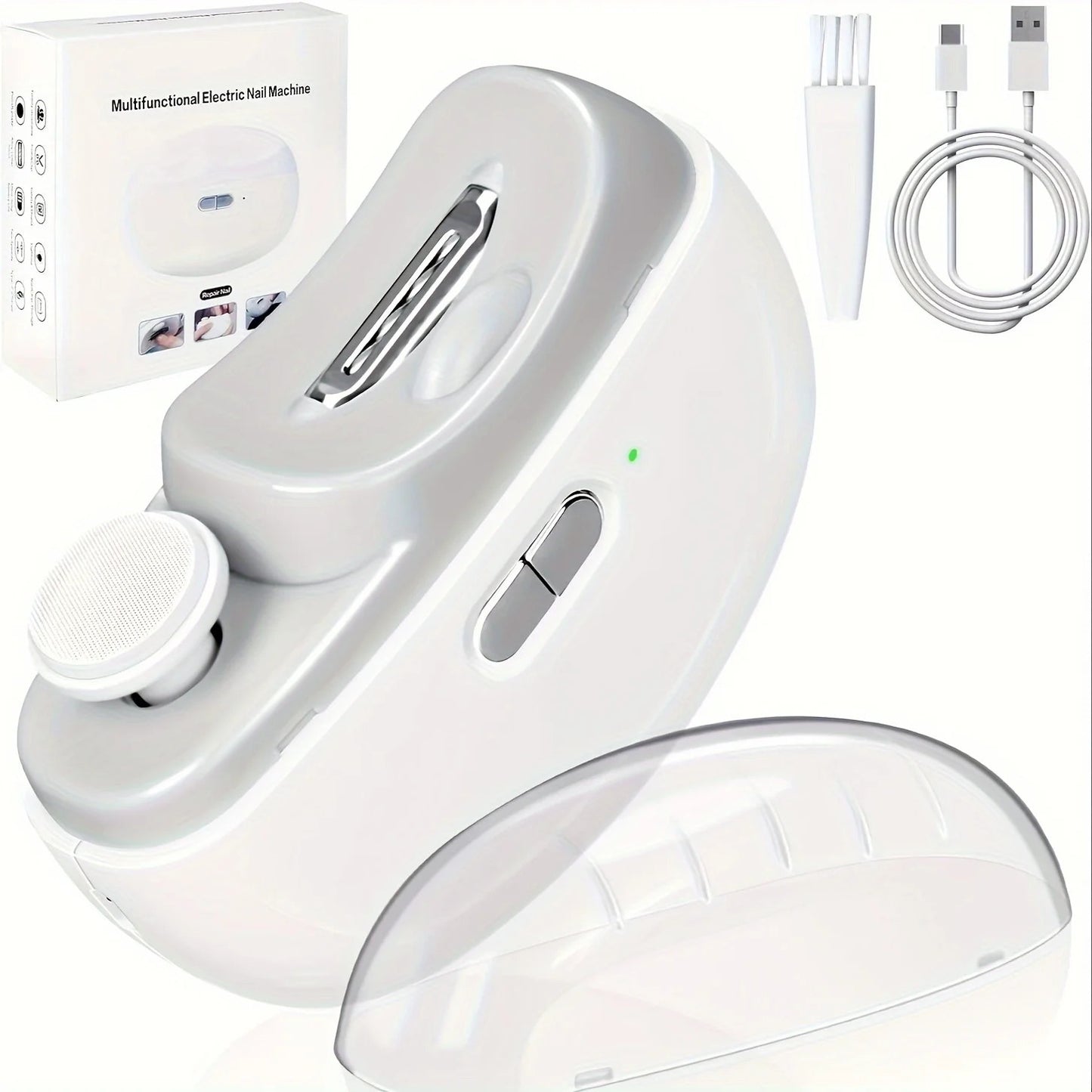 Electric Nail Clippers Automatic LED Light Trimmer Toe Cutter USB Rechargeable