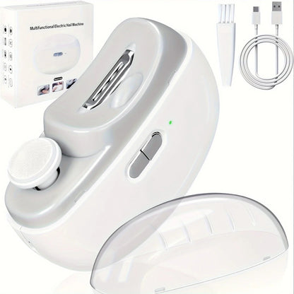 Electric Nail Clippers Automatic LED Light Trimmer Toe Cutter USB Rechargeable