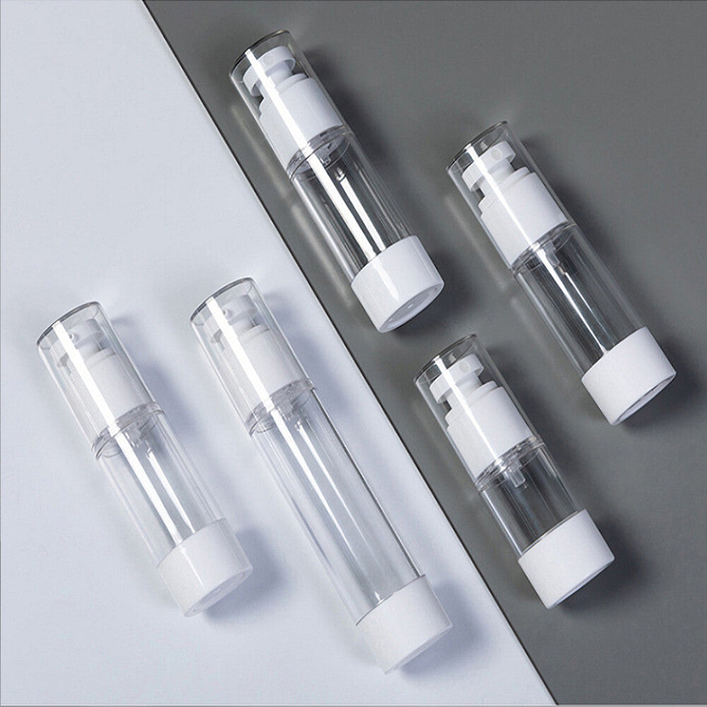 10Pcs 15-100ml Airless Lotion Cream Pump Refillable Empty Bottle Clear Travel