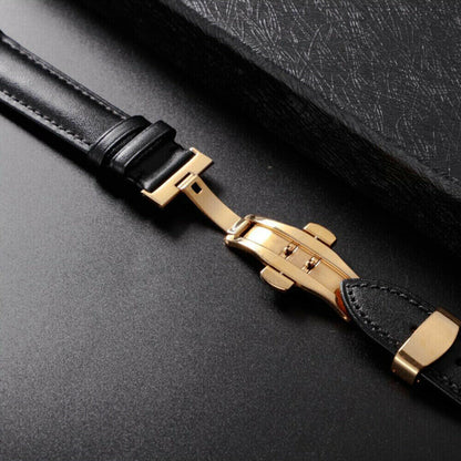 Genuine Leather Watch Band Bracelet Strap Replacement Deployment Clasp Buckle AU