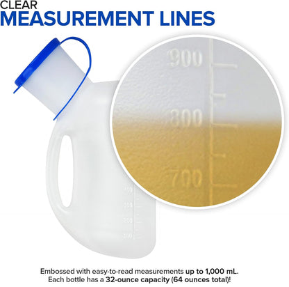 Unisex Urine Bottle 1000ml Portable Pee Bottle with Funnel Bedside Male Female