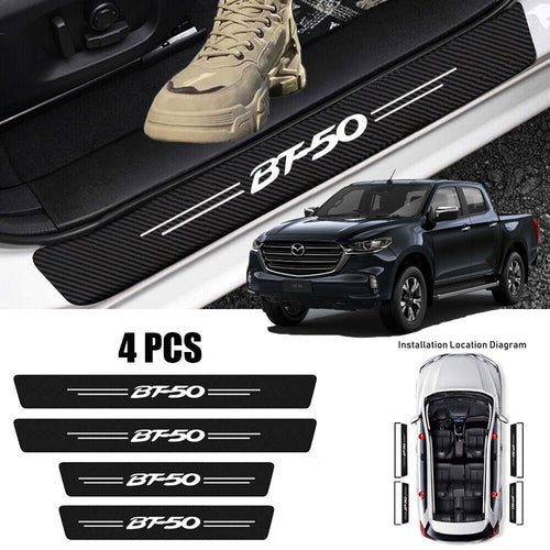 4pcs Compatible with Mazda BT-50 Car Door Sill plate Scuff Carbon Fiber Sticker Protector