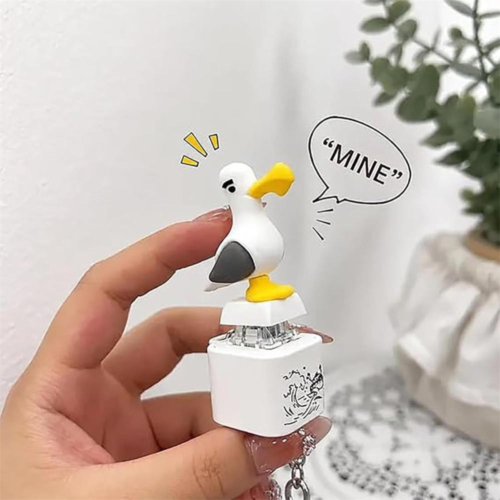 Seagull Mine Keychain,Button with Sound Rechargeable Keyboard Clicker Fidget Toy
