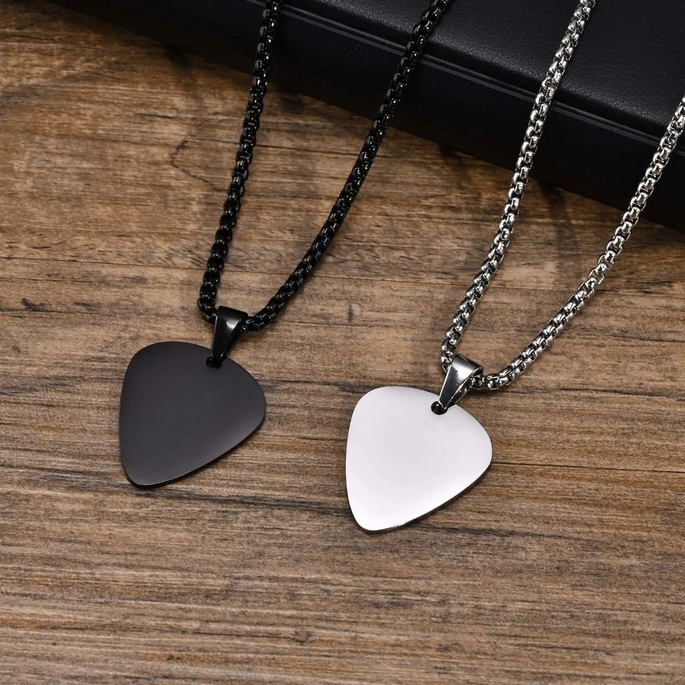 Titanium Steel Guitar Pick Necklace Guitar Pick Music-lovers Jewelry