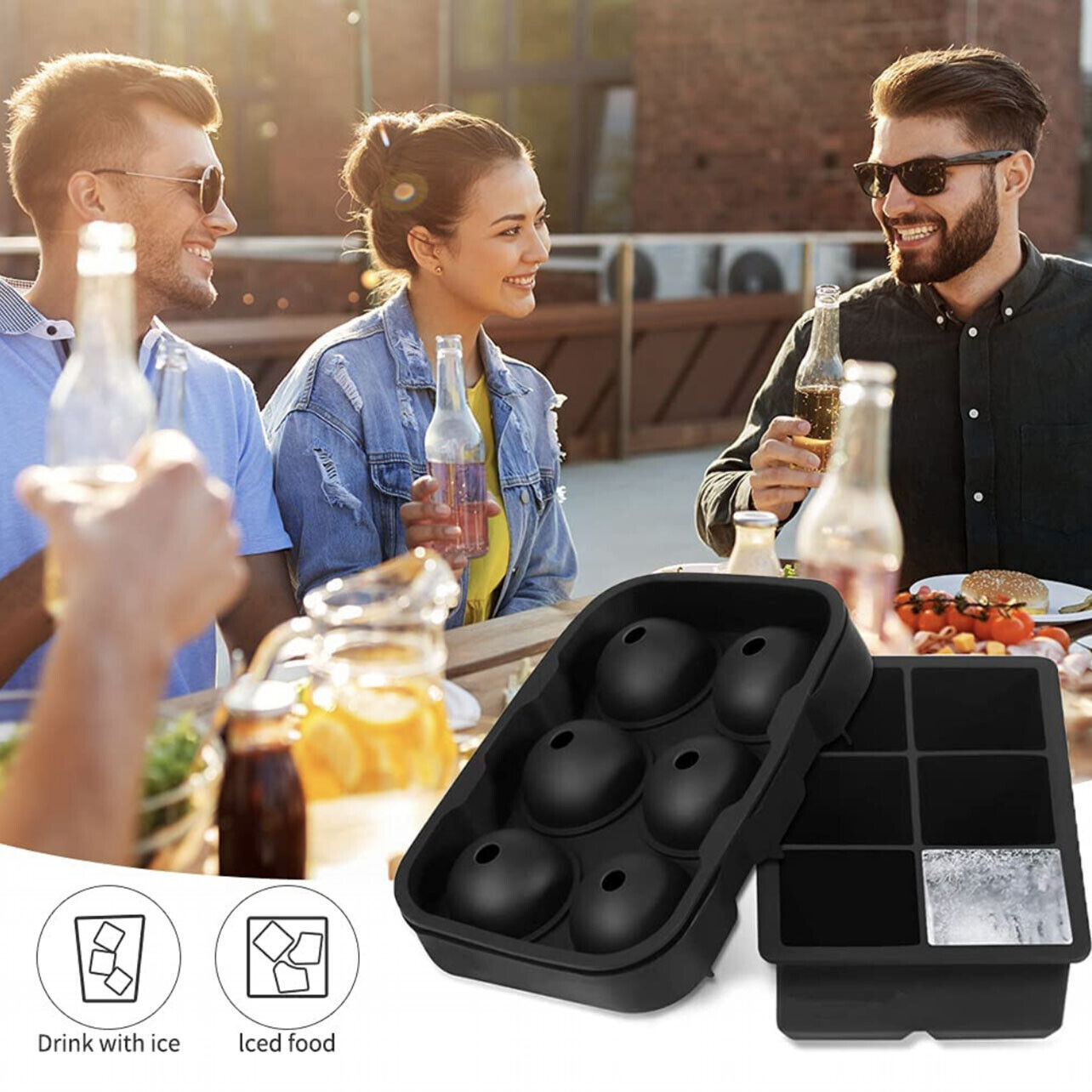 Large Ice Cube Tray Ball Maker Big Silicone Mold Sphere Whiskey Round Mould AU