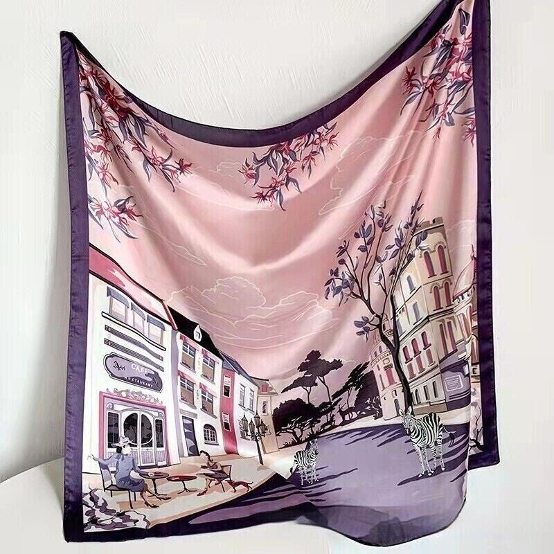 Women Lady Quality Large Classic Elegant Square Silk Scarf Wrap Shawl-90*90cm