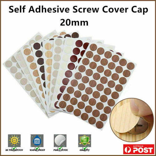 54 X Self Adhesive Decorative Screw Cover Caps Holes Cams Furniture Kitchen 20mm