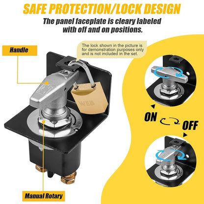 500A Battery Isolator Switch Heavy Duty Master Cut Off 12V 24V 4WD Winch M10