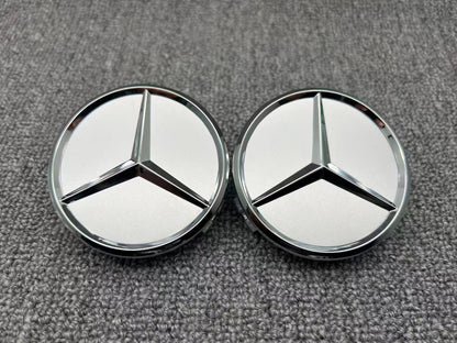 Mercedes-Benz Titanium Silver Chrome Star 75mm Wheel Center Cap Hub Cap