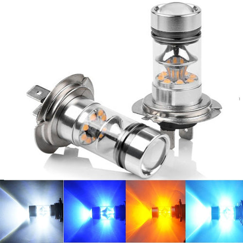 2 PC H7 60W LED Amber /White /Ice blue /Blue Projector Fog Driving Light Bulbs
