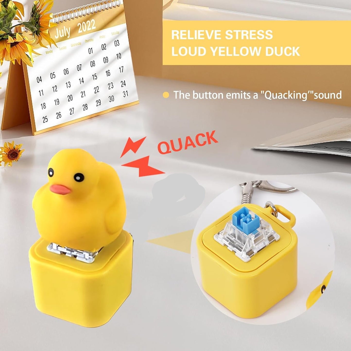 2X Rechargeable Duck Frog Keychain Button with Sound Keyboard Clicker Fidget Toy