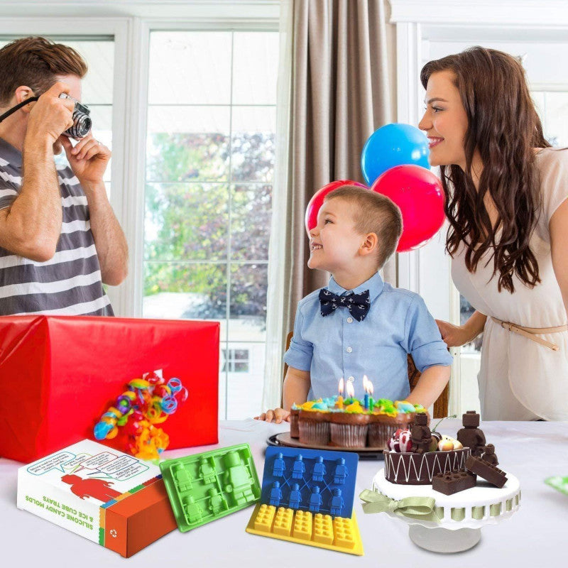 Brick Figure Man Silicone Mold Mould Chocolate Block Cake Ice Cube Tray AU NEW
