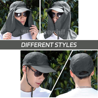 Mens Neck Flap Hat Wide Brim Cap Face Unisex Hiking Fishing UV Sun Protection