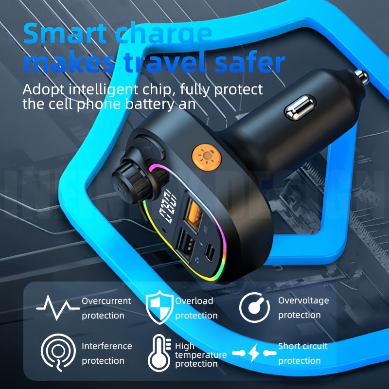 Bluetooth 5.0 Wireless Radio Car FM Transmitter PD Dual USB Charger MP3 Player