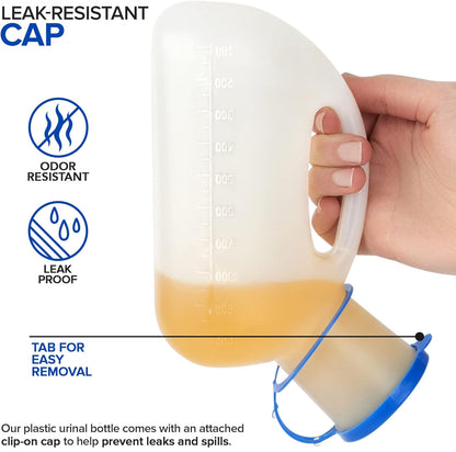 Unisex Urine Bottle 1000ml Portable Pee Bottle with Funnel Bedside Male Female