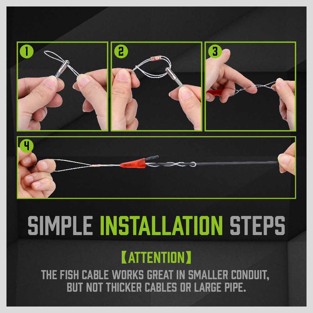 10.5m ⏀ 4mm Fibreglass Cable Push Pull Rod Electricians Wire Puller Contractor