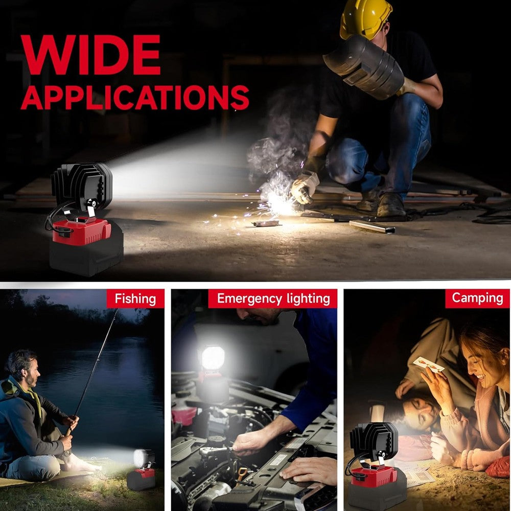 40W LED Work Flood Light Compatible with Milwaukee M18 18V Battery Cordless Jobsite Camping