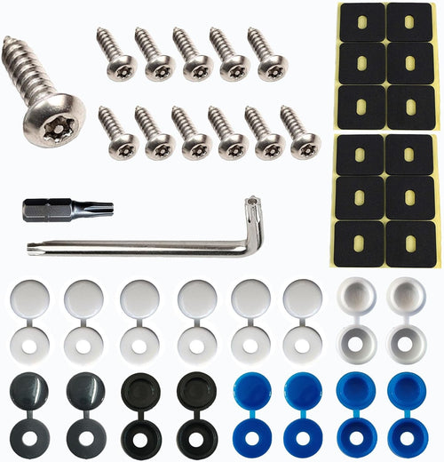 Car Anti Theft Number Plate Screws & Caps Set