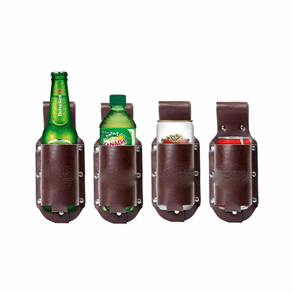 Leather Beer Holster Holder Wine Bottles Case Black Waist Belt Bag Portable