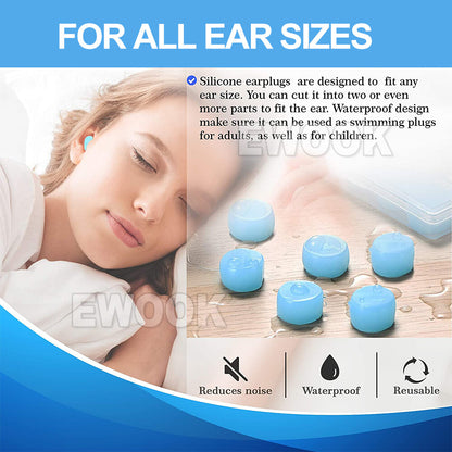 12Pcs Soft Silicone Ear Plugs Comfortable Adjustable Sleep Anti Snore Moldable