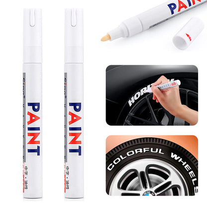 2X White Paint Pens Set Permanent Marker Pen For Car Rubber Tyre Waterproof